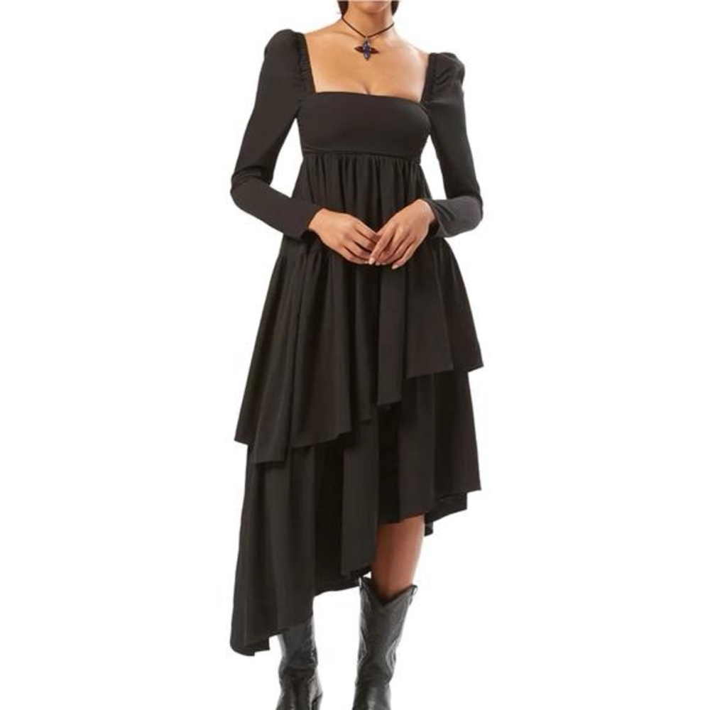 black weworewhat puff sleeve asymmetrical dress BNWT - Picture 2 of 12